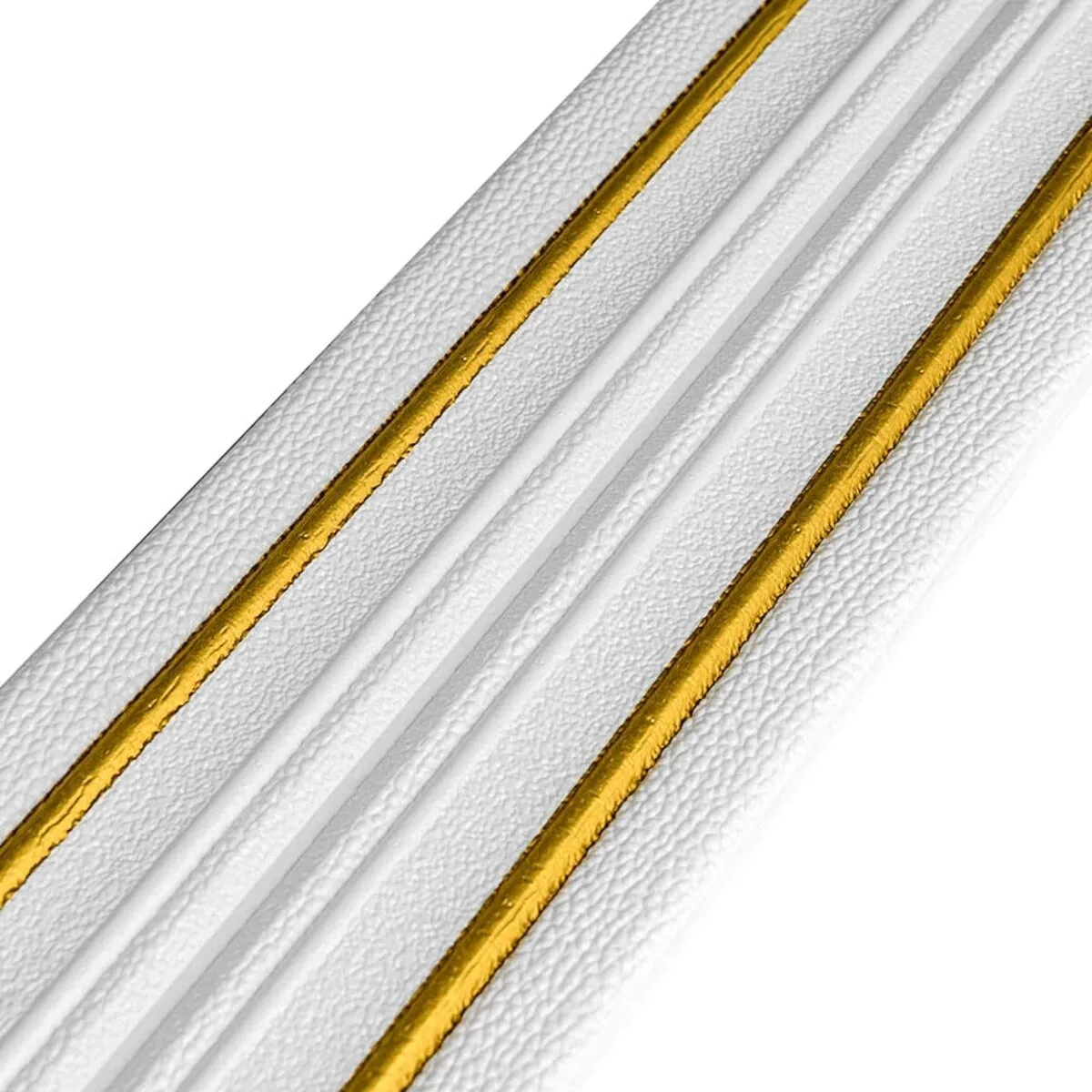 Плінтус РР самоклеючий 2300х140х4мм Білий з золотою смужкою (D)